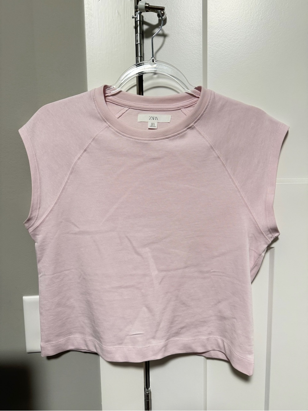 Zara Girls Pastel Pink Cap Sleeve Cropped Top - Size 12-13 Years
